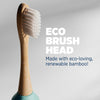 Replacement brush head on bamboo handle with white bristles, eco design