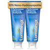 Pair of Lumineux® 10% nano-hydroxyapatite performance whitening toothpaste tubes