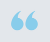 Two blue quotation marks on a light gray background