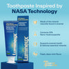 Lumineux® toothpaste with 10% nano-hydroxyapatite info panel and tube