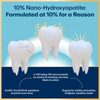 Toothpaste nano-hydroxyapatite enamel care graphic with two illustrated teeth