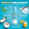 Whitening Mouthwash Ingredients showing Sage Oil, Coconut Oil, Dead Sea Salt, and Lemon Peel Oil